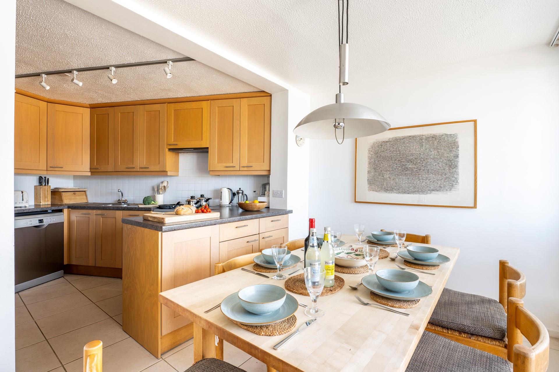 The kitchen is fully equipped for cooking hearty breakfasts and tasty suppers.