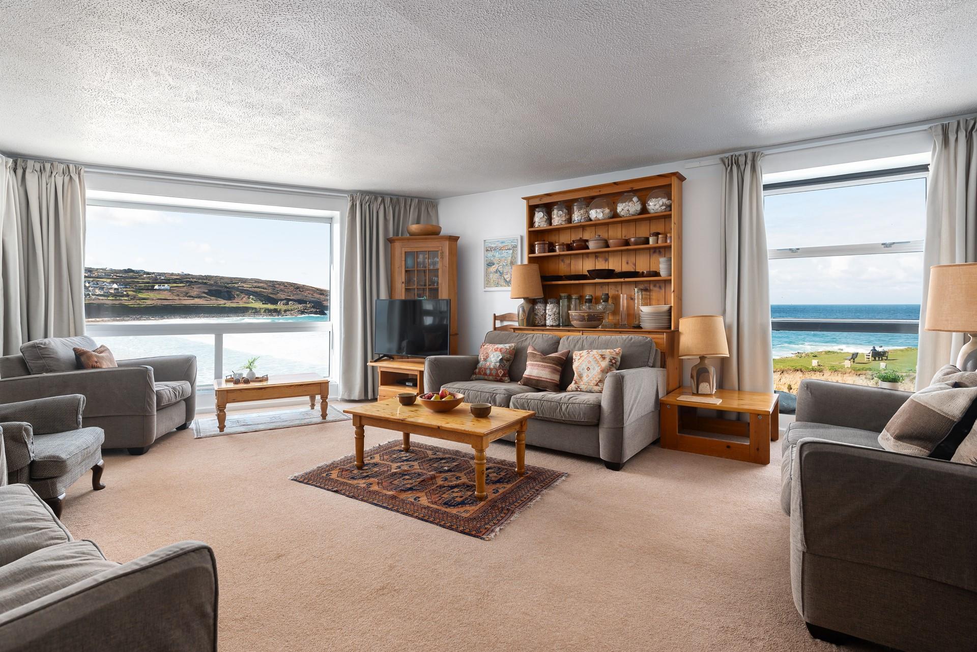 Sit back, relax and watch the sun come down in the large sitting room.