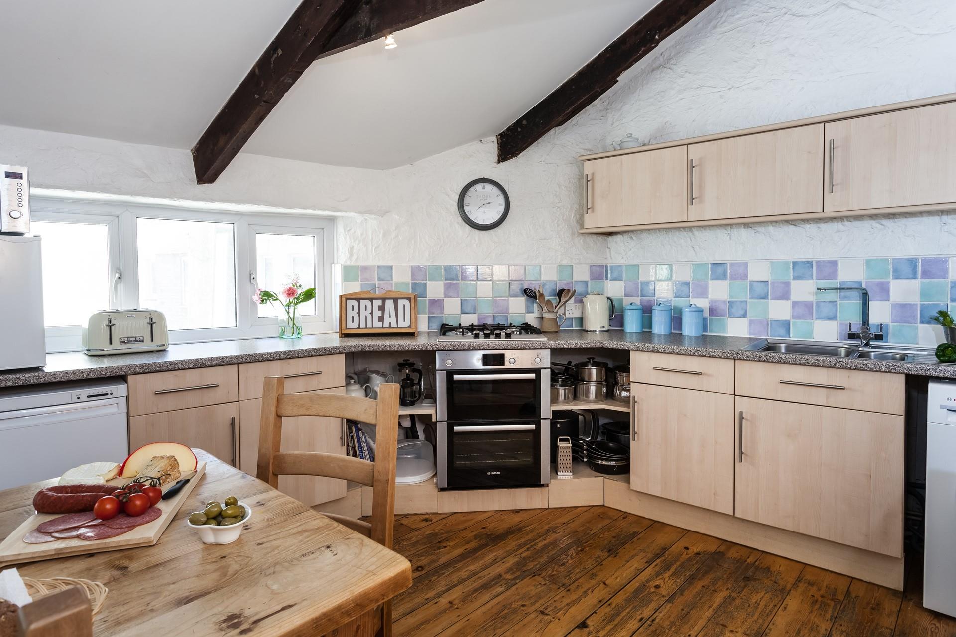 The kitchen is well-equipped for cooking up tasty meals.
