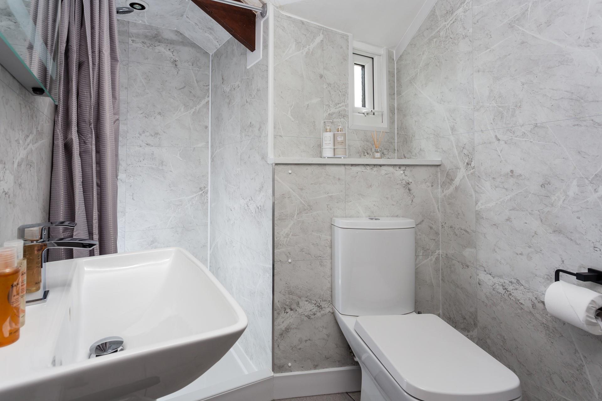 The bathroom provides the perfect space to get ready for the day.