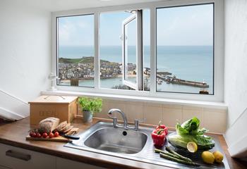 Take in the view while preparing dinner.