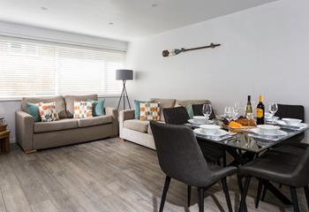 Open a bottle of wine and relax in your open plan living area in the evenings.