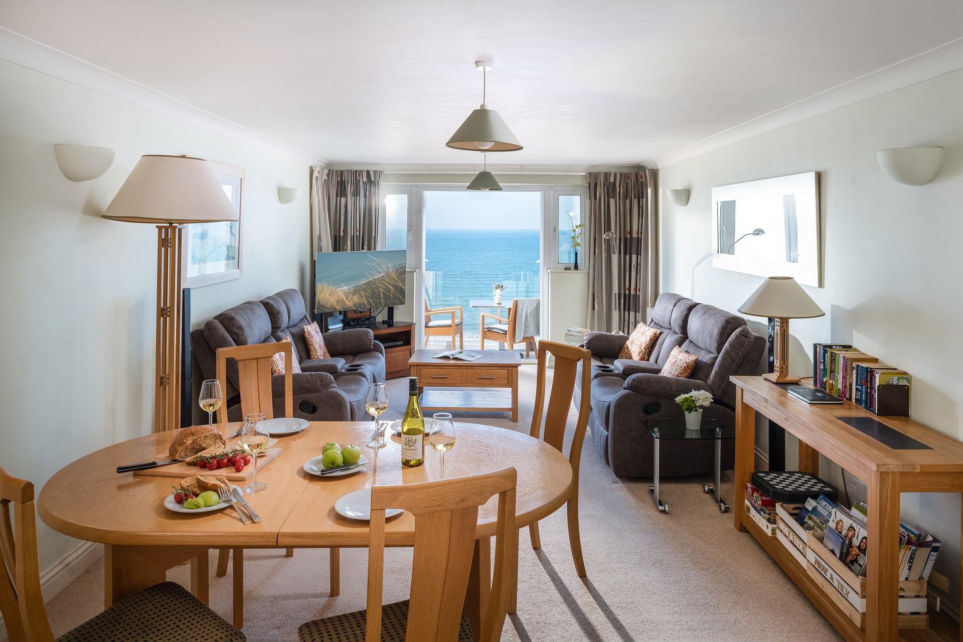 Pour yourself a glass of wine to take out to the balcony.