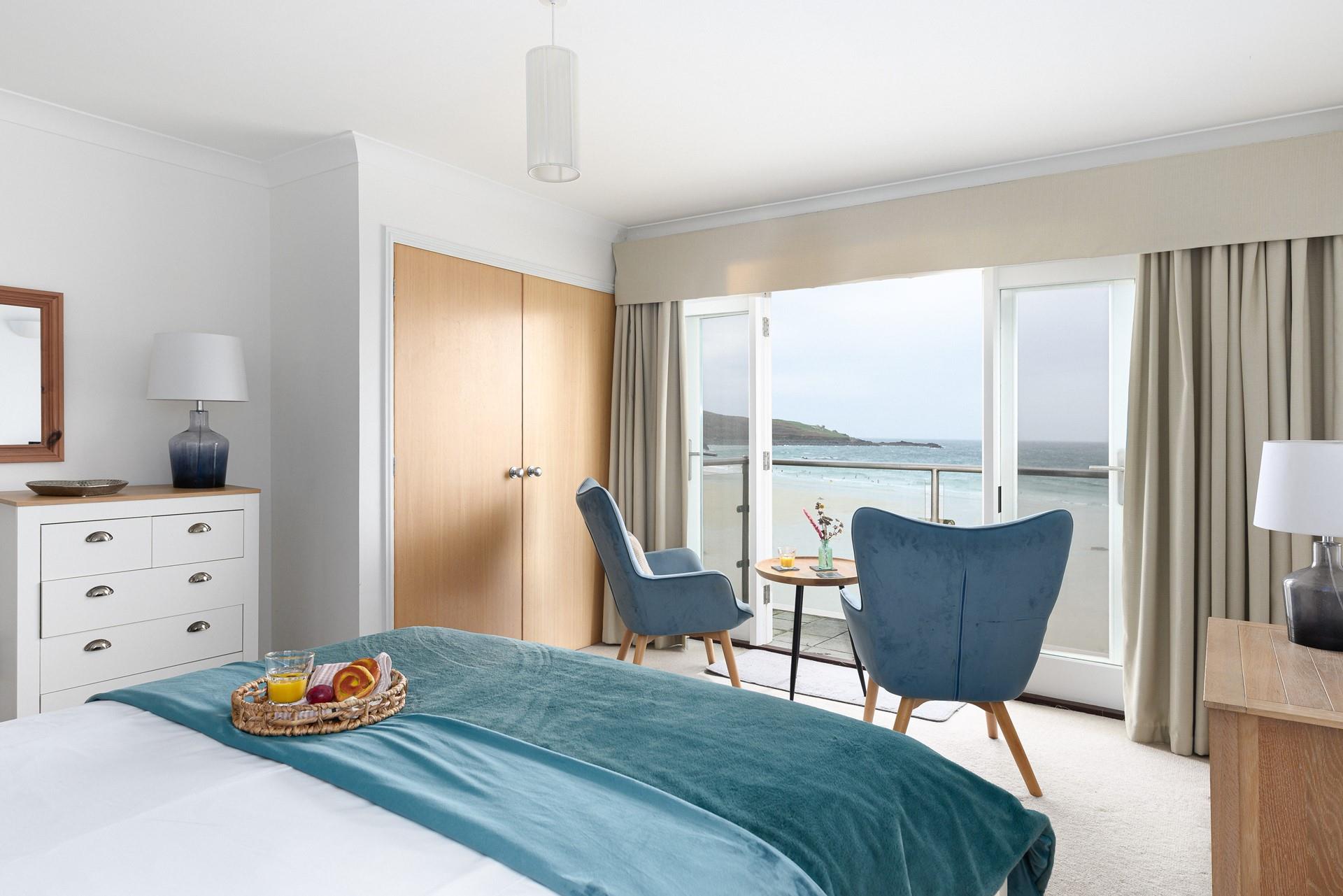 You don't even need to leave your bed to enjoy remarkable views of Porthmeor beach.