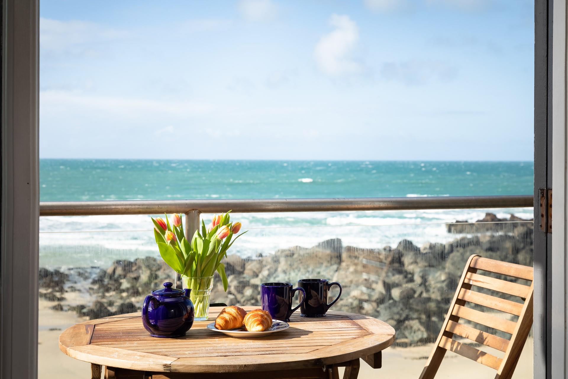 You are spoilt with breakfast with stunning sea views across one of Cornwall's beautiful beaches.