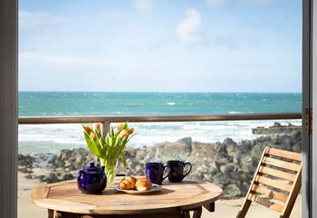 You are spoilt with breakfast with stunning sea views across one of Cornwall's beautiful beaches.