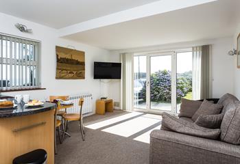 After a fun-filled day exploring St Ives, return home to snuggle up in the living space and watch a movie.