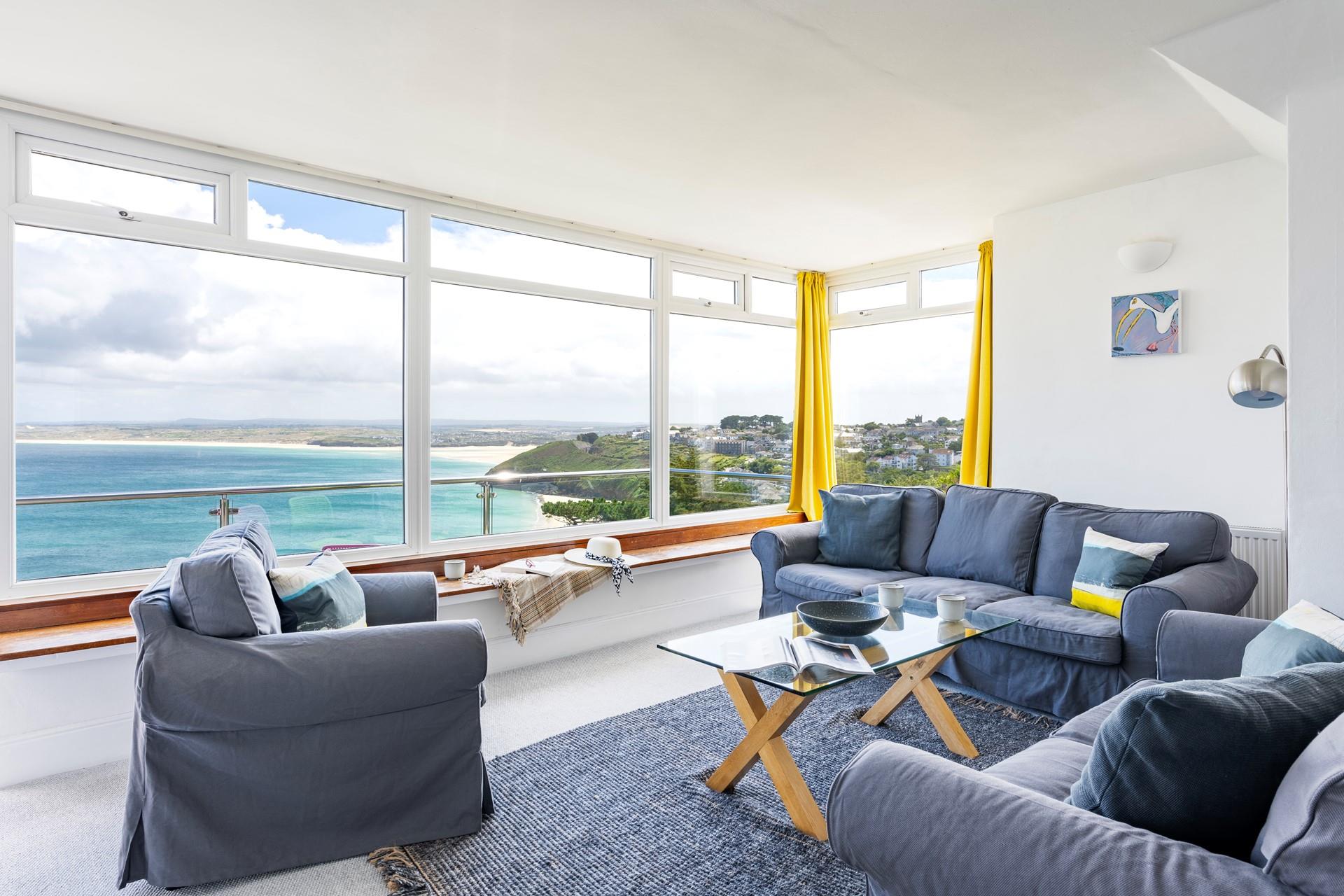 Relax into the sumptuous sofas and while away the hours admiring the stunning sea views. 
