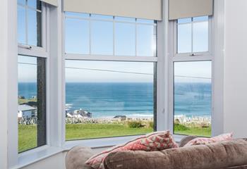 Bedroom 1 has a wide bay window which overlooks Porthmeor and much of the coastline.