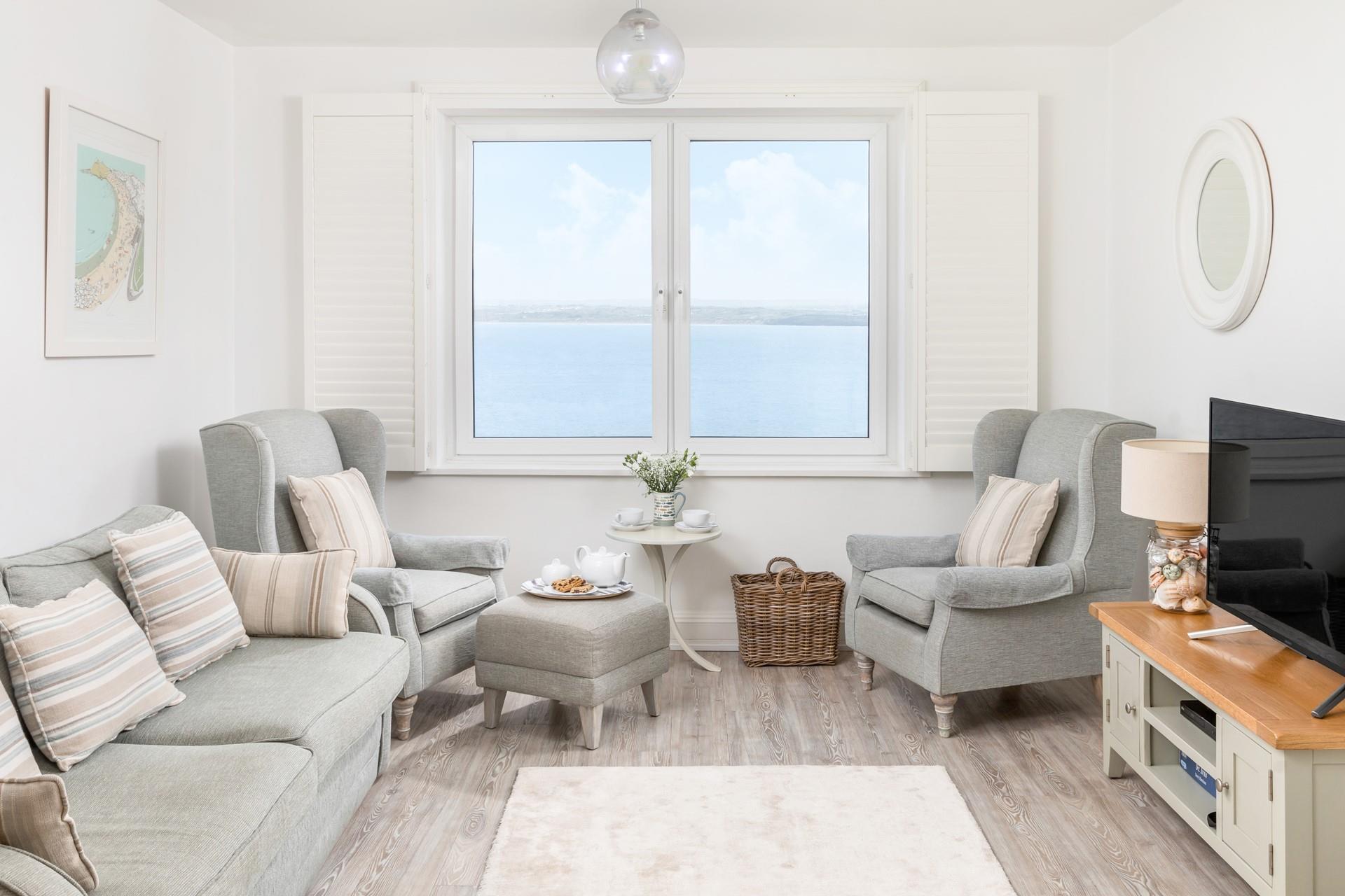 The lounge offers magnificent sea views of St Ives Bay!