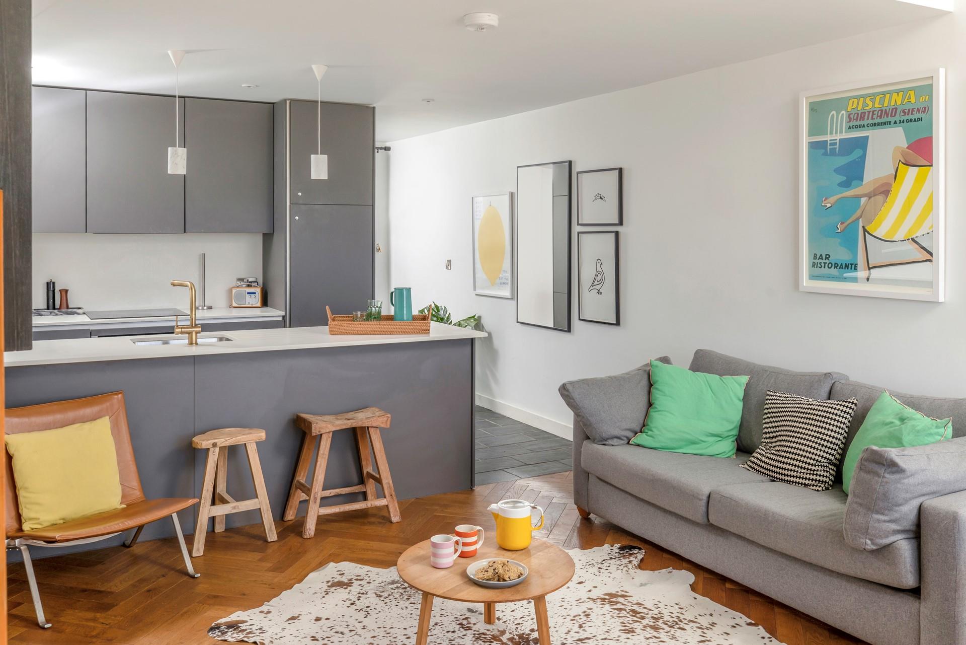 The living area is comfortable and stylish with the bonus of underfloor heating.