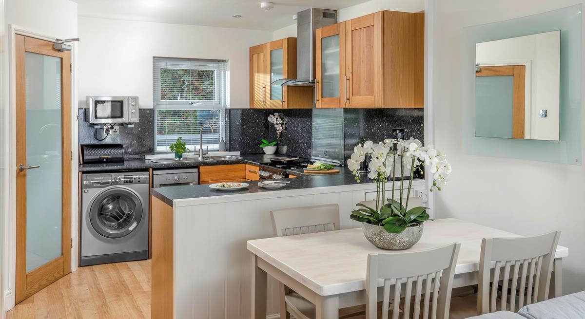 The kitchen is compact but well equipped with all you need.