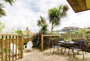 The private decking area is fantastic for al fresco dining in the sunshine.