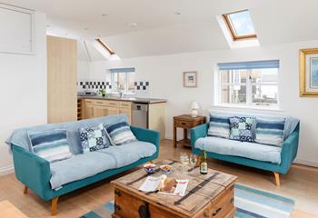 Relax with family and friends in the living area.