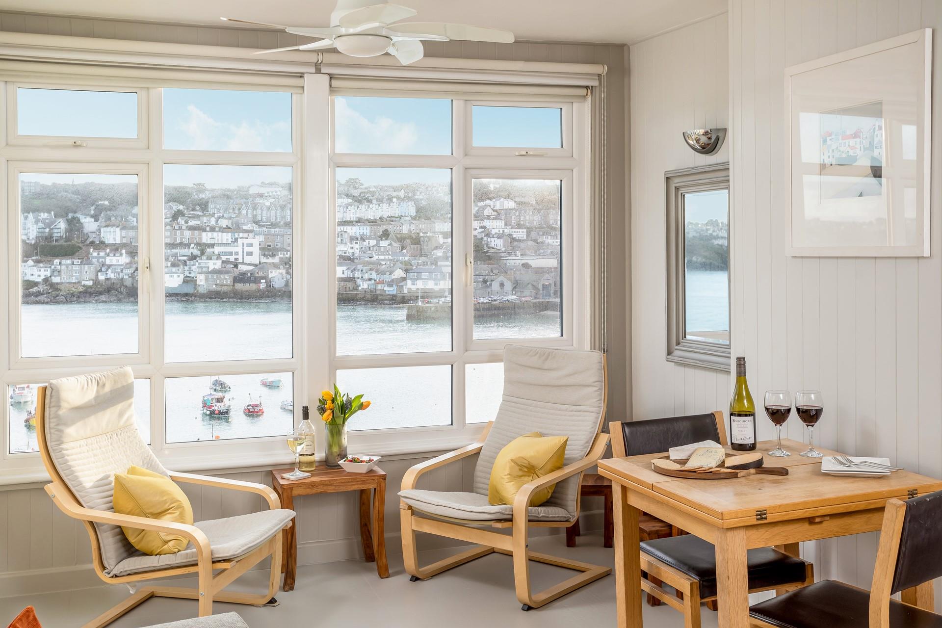 Appreciate the spectacular views of St Ives while you sip a glass of wine.