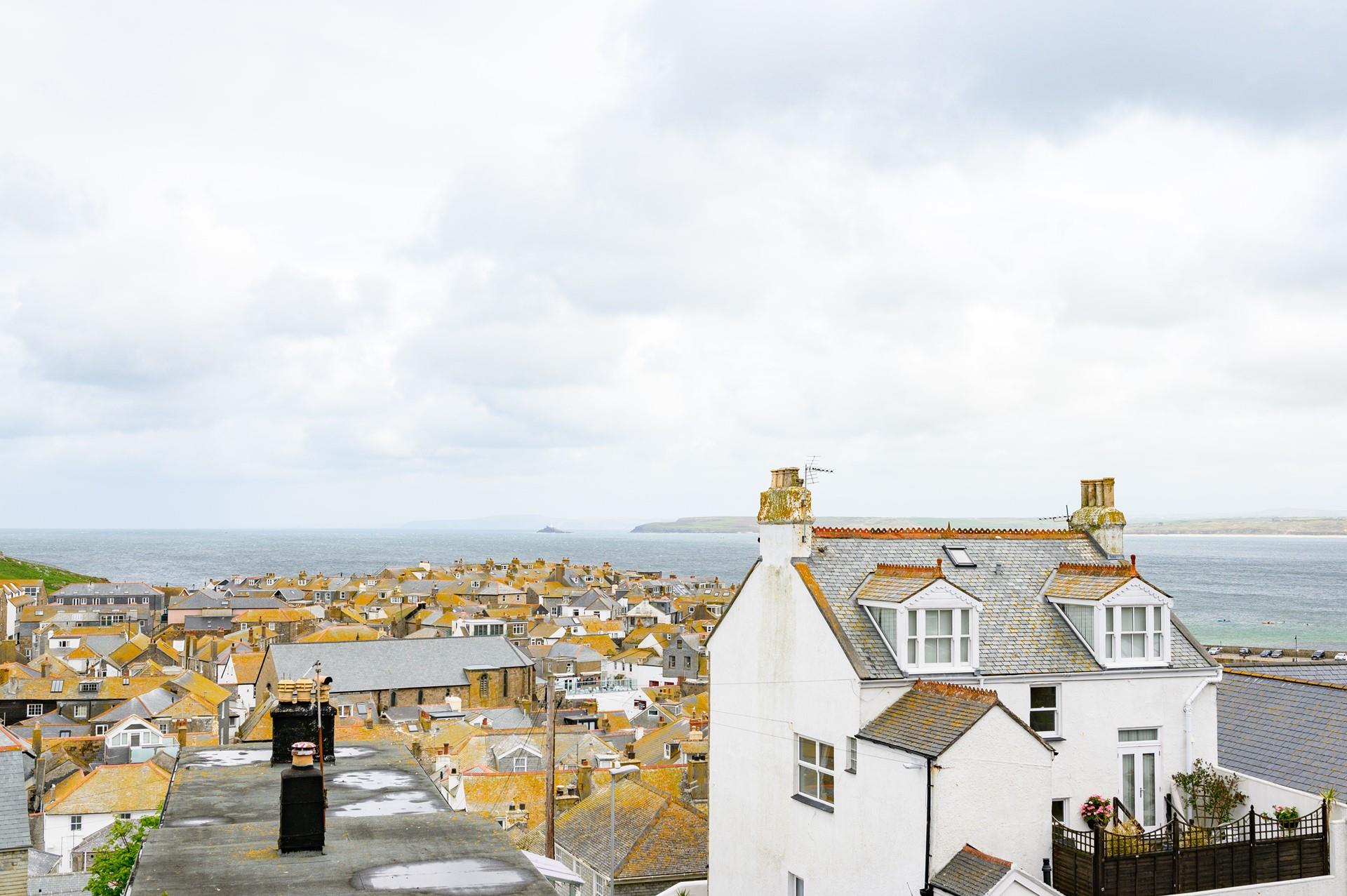 Beautiful views can be enjoyed over the rooftops.