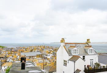 Beautiful views can be enjoyed over the rooftops.