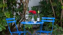 Catch the last of the evening sun in the communal courtyard.