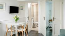 The apartment has a lovely open plan arrangement. 