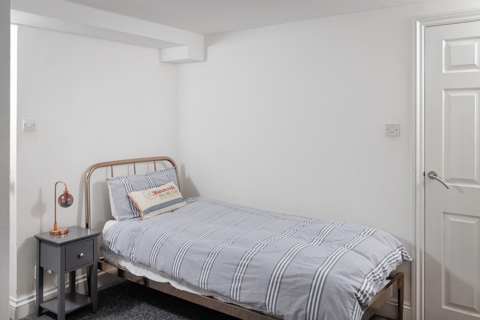 Nautical stripes are a nod to the seaside location of Blue Horizon.