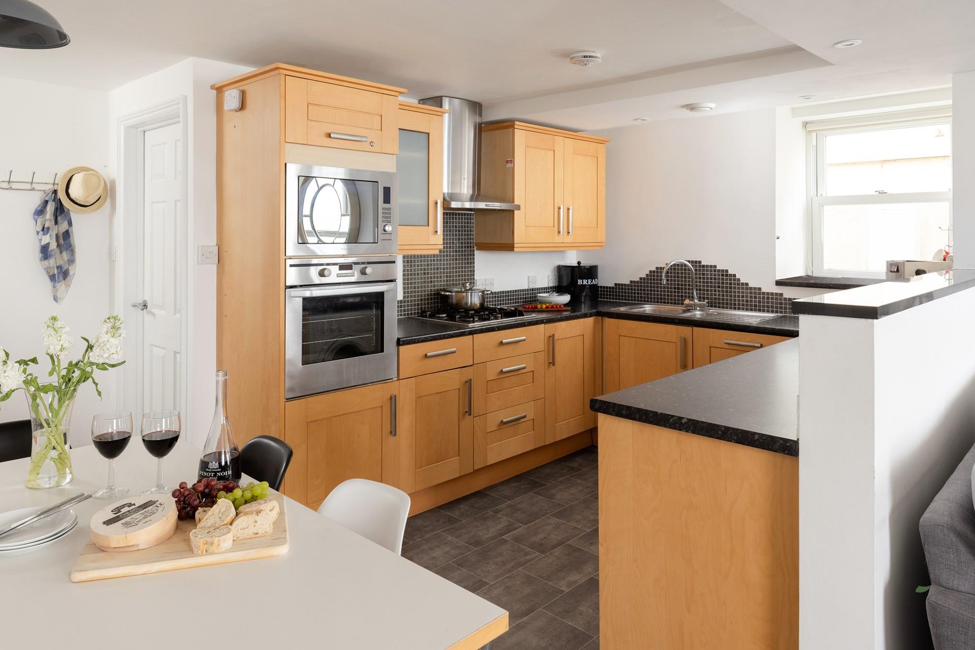 The kitchen has all the modern amenities you need.