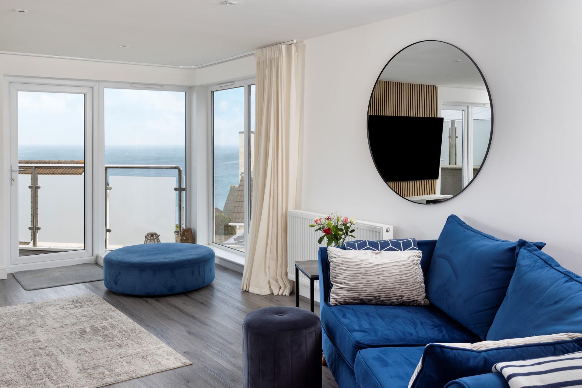 Sink into the sofa and enjoy the 180-degree views of Porthmeor and the Bay.