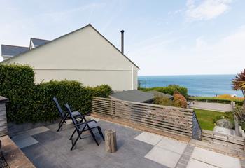 The large patio is ideal for watching the sunset each evening.