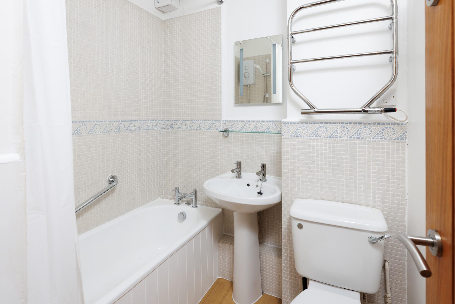 Get ready for the day in the bathroom.