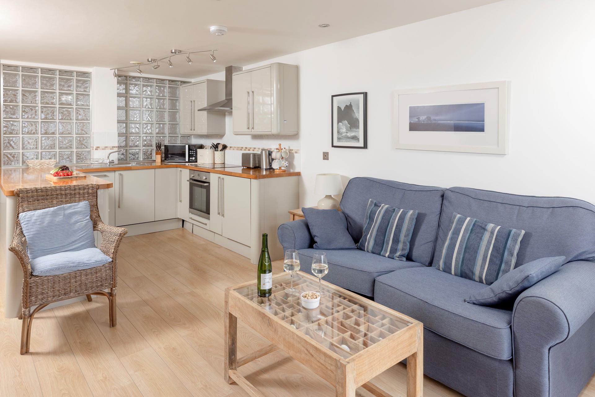 Sink into the sofa and relax after a day of exploring.