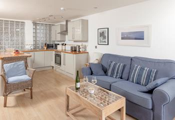 Sink into the sofa and relax after a day of exploring.