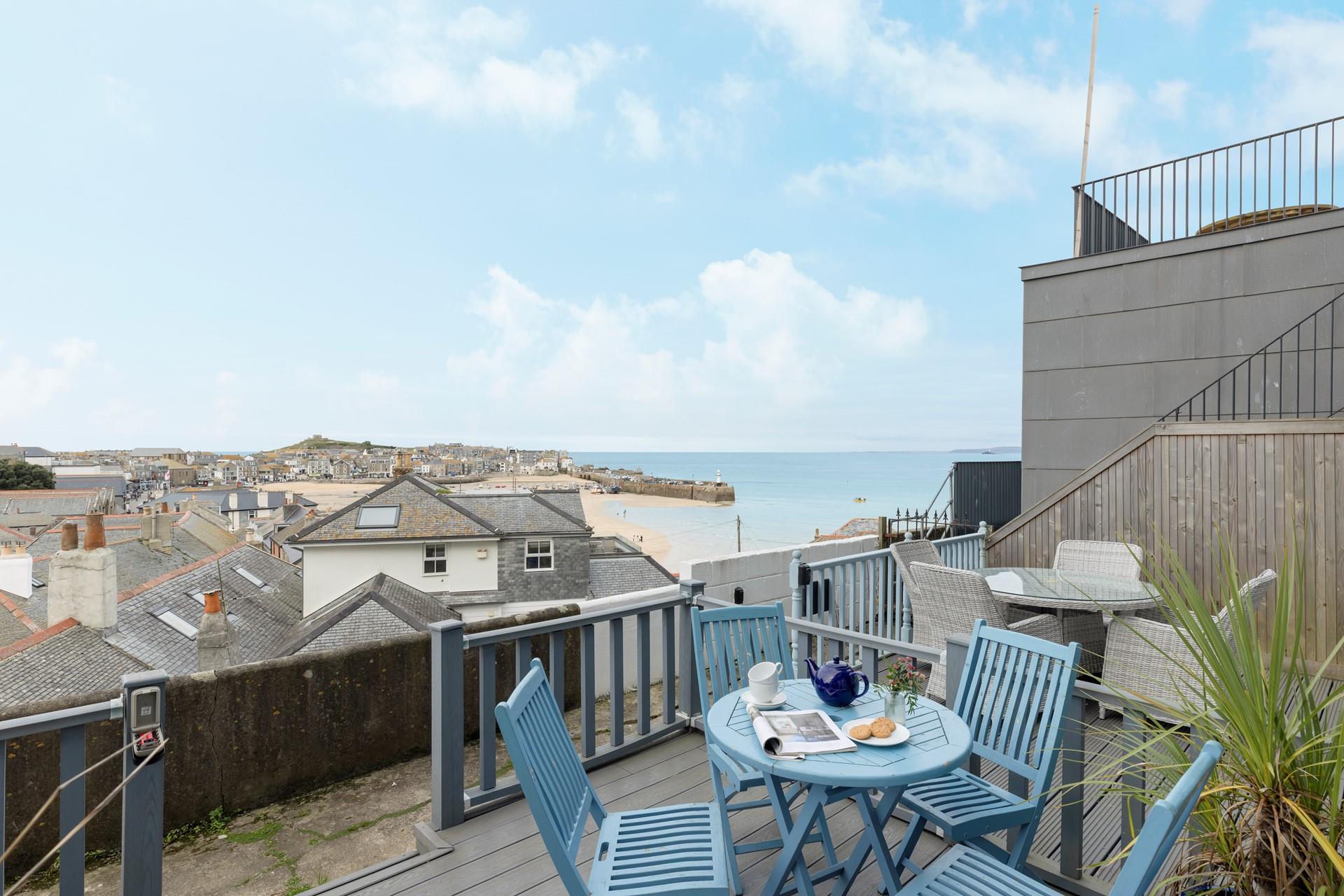 Enjoy the views of St Ives from the large decked terrace.