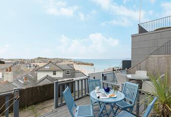 Enjoy the views of St Ives from the large decked terrace.