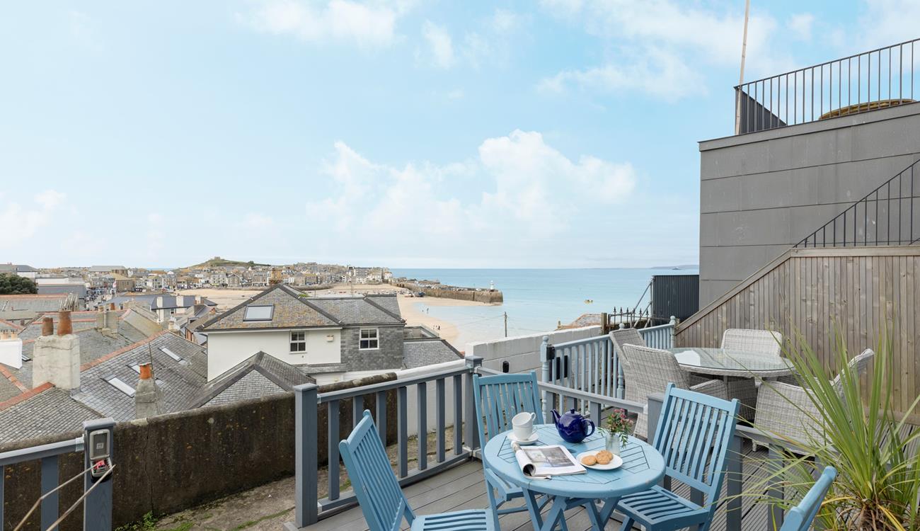 Enjoy the views of St Ives from the large decked terrace.