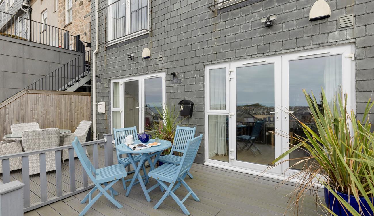 Sip a cuppa on the terrace in the sun.