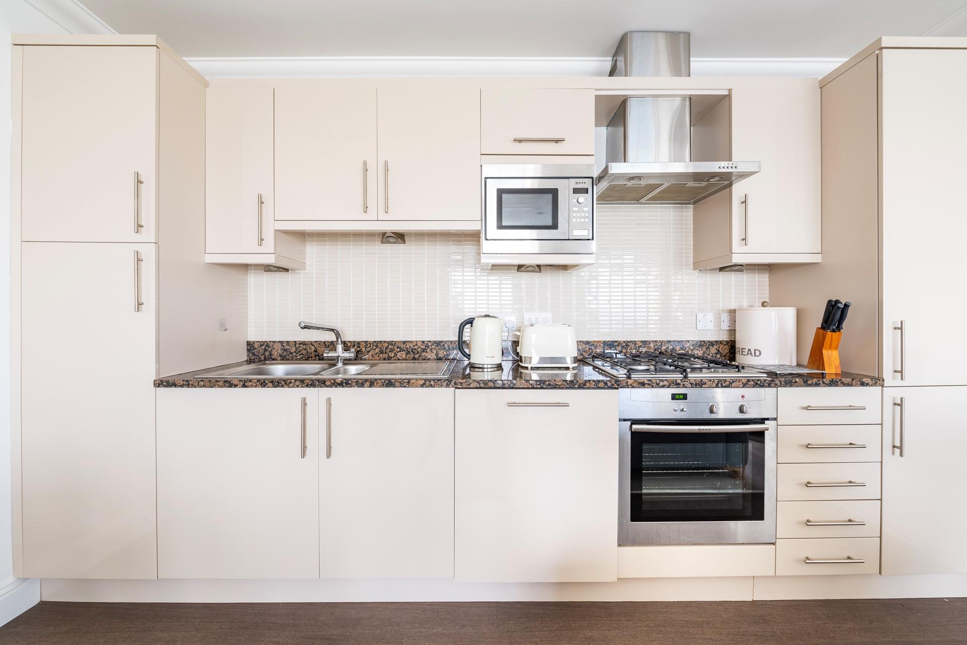 The kitchen is fully equipped for cooking up a storm.