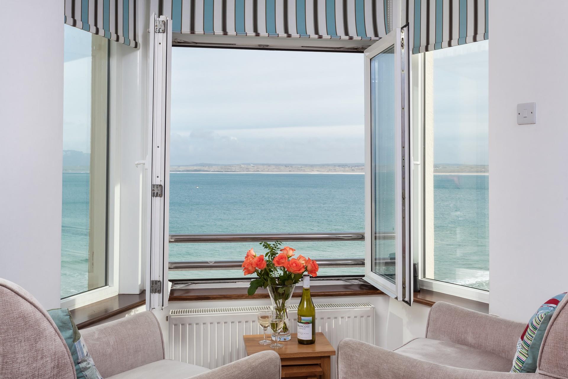 Smeaton's Pier Apartment has some of the best uninterrupted views of St Ives Bay and Godrevy Lighthouse.