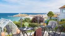 The terrace in an unbeatable spot to enjoy the views of Porthmeor and The Island.
