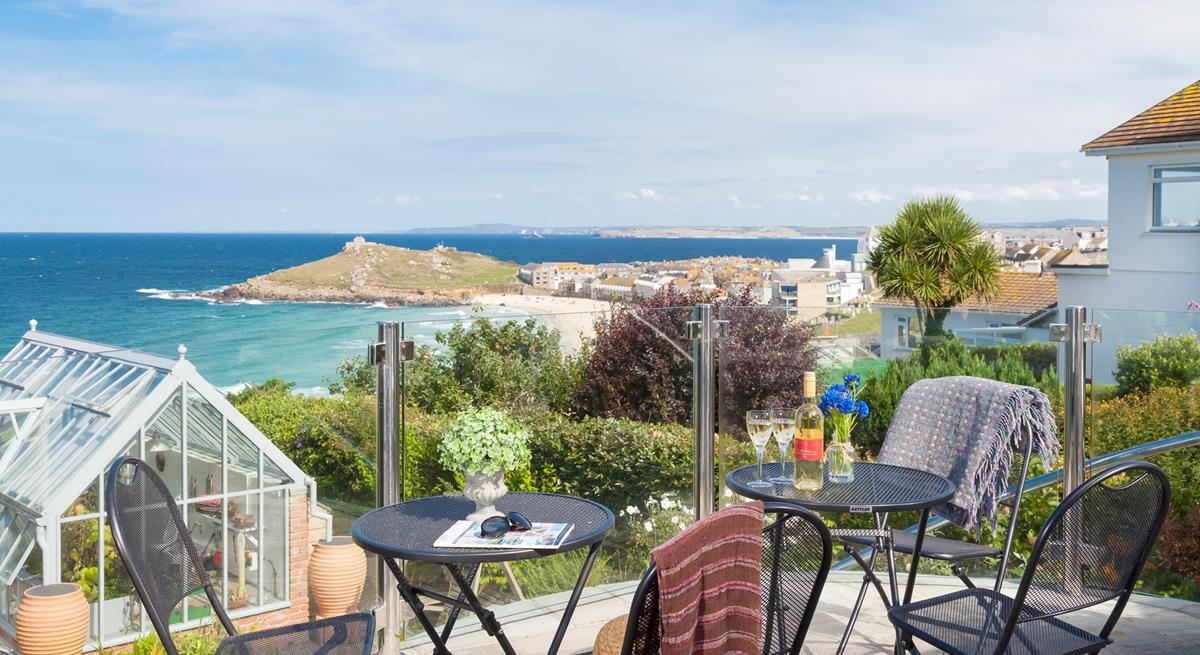 The terrace in an unbeatable spot to enjoy the views of Porthmeor and The Island.