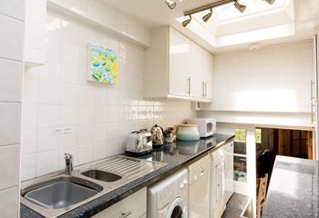 The kitchen is perfectly equipped to rustle up meals for your family.