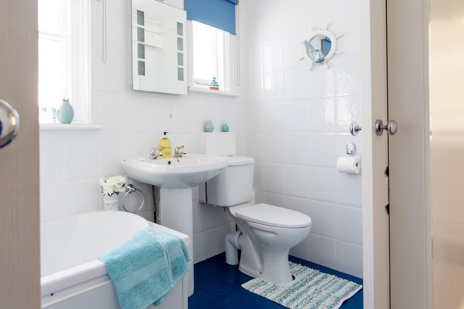 The family bathroom provides the perfect space to get ready in the morning.