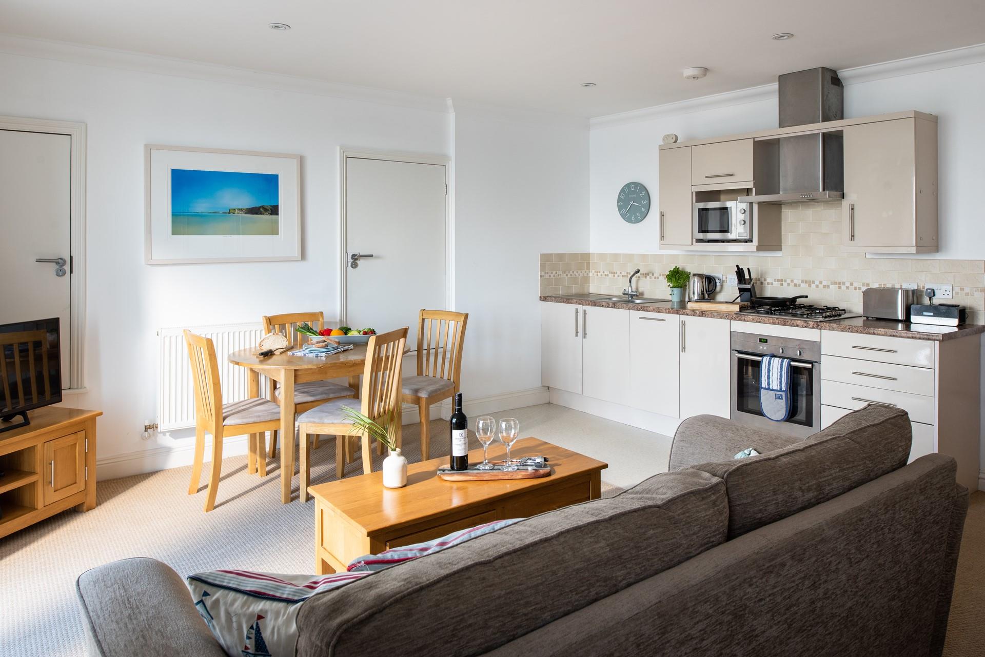 Relax together in the open plan living area.