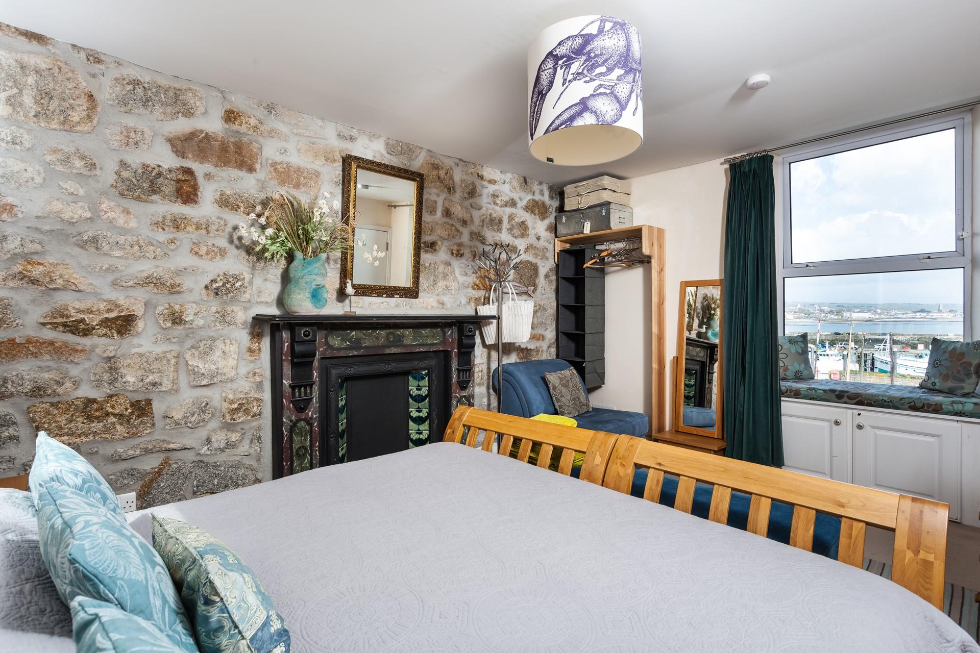 Stunning sea views across Mounts Bay from bedroom 1. 