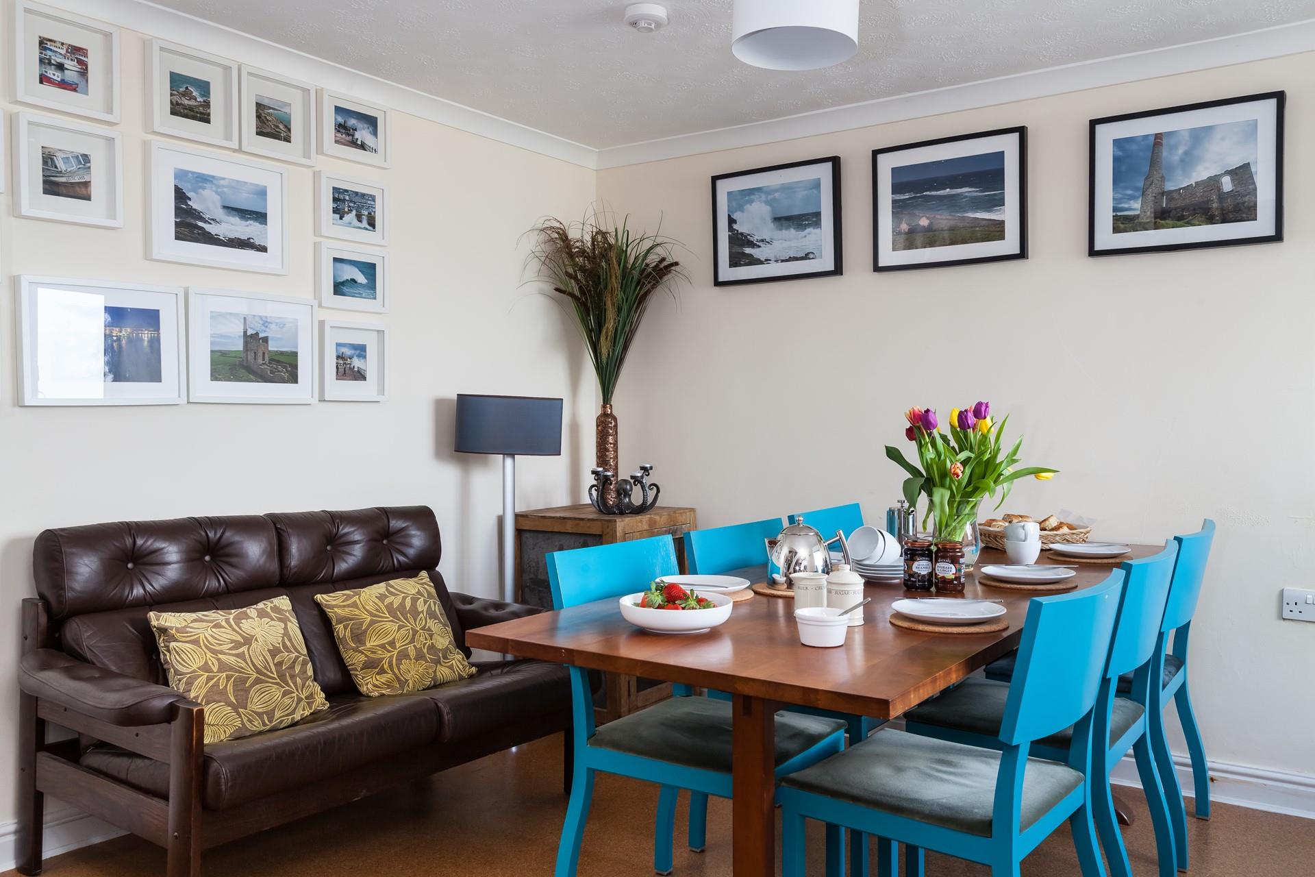 Sit around the table and enjoy a family breakfast together.