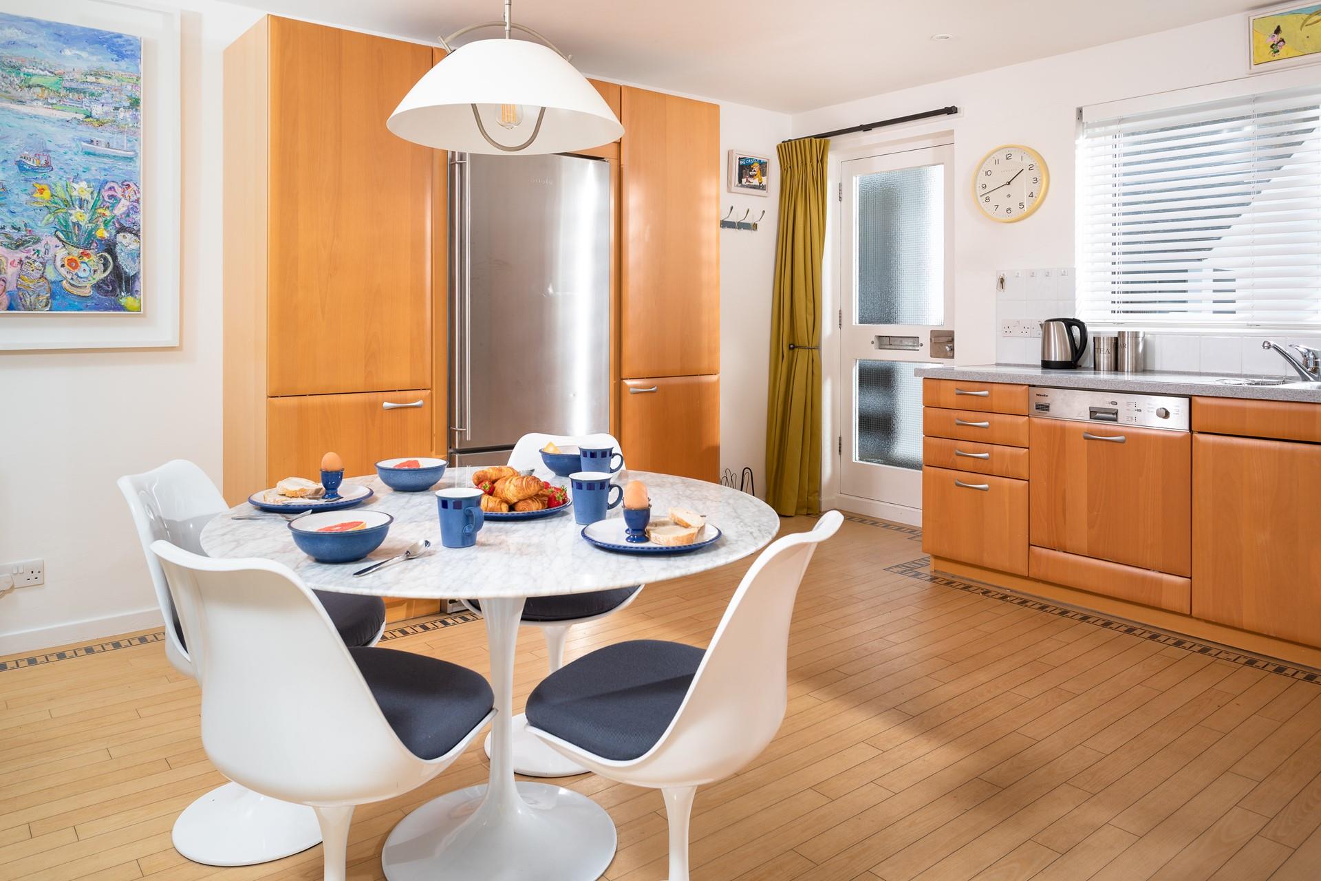 Take a walk into town to buy ingredients for a tasty breakfast.