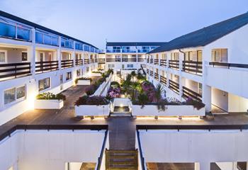 St Nicholas Court complex has a thoughtfully designed central courtyard that has lush plants and shrubs.