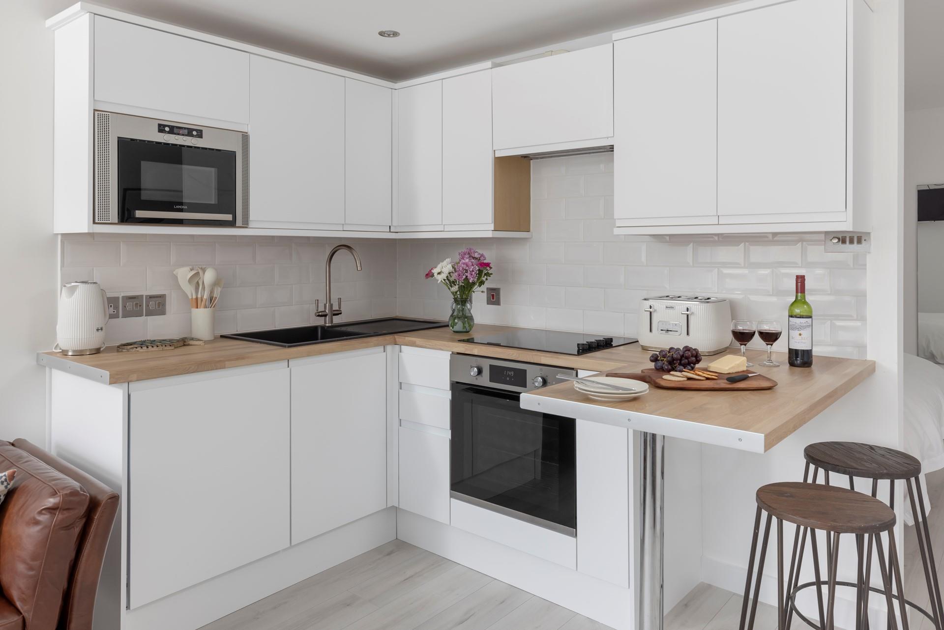 Start the day with warm pastries at the breakfast bar.