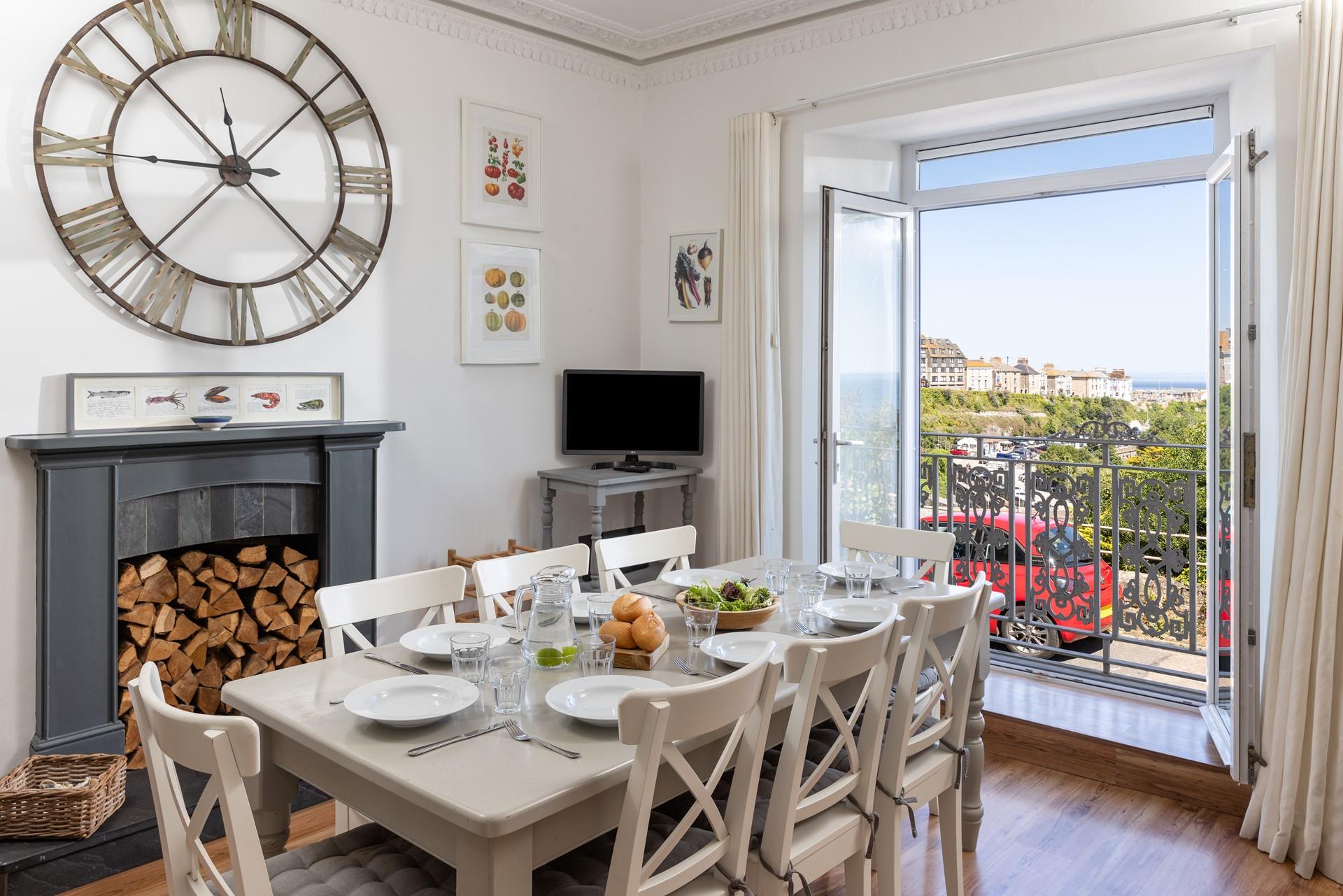 Enjoy sea views from the dining table as you enjoy a feast.