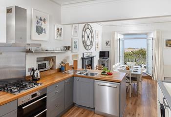 The open plan kitchen and dining area is perfect for family feasts.