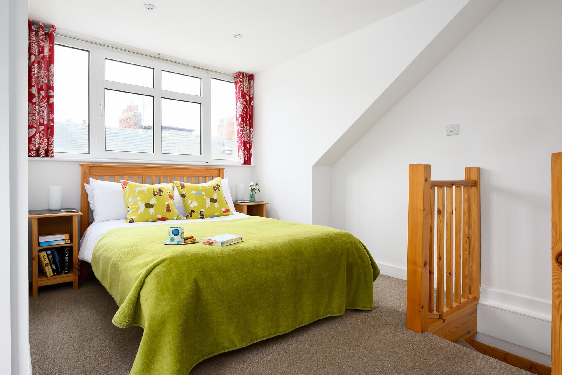 Soothing colours in the bedroom help you relax and unwind before bed.