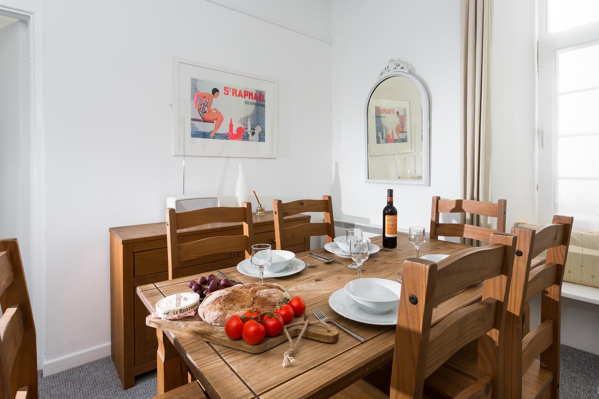 Traditional wood furniture combined with neutral interiors adds a subtle nautical vibe.